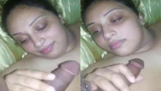 Pretty Arab BBW is lying naked on the bed during XXX sex with husband