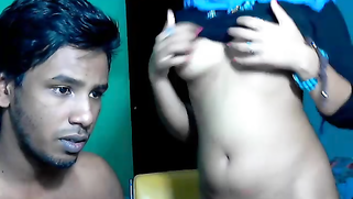 Muslim girl in blue hijab demonstrates tits next to boyfriend on webcam | XXX Video on AllSex.XXX