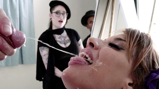 Future artists watch how Latina MILF gets facialized after XXX anal