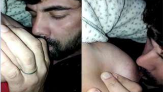 Amateur chudai video of bearded man licking Paki wife's nipple