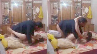 Mustached man and Paki teen have chudai in missionary sex position