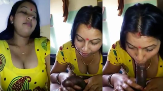 XXX clip: Desi Punjabi Bhabhi In Yellow Salwar Suit Blowjob