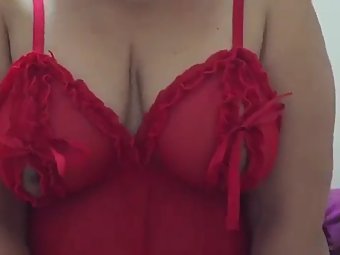 Indian Lingerie Videos - Indian woman exposes boobs in red nightgown filming porn for XVideos |  AllSex.XXX