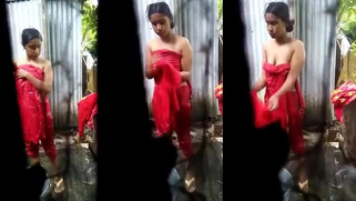 Desi girl changes sari to go for a dinner but stepbrother makes sex show