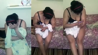 Busty Desi XXX temptress hides glorious face and just writes on hand