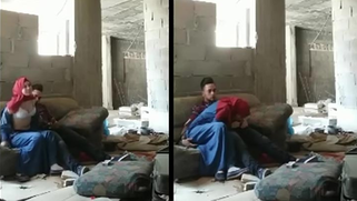 Guy enjoys blowjob by Indian girl in red hijab in abandoned building