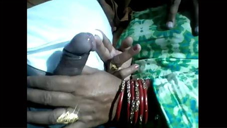 Amateur Indian man has his erect XXX prick nicely stroked by wife