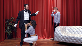 Bearded magician shows full-bosomed Latina Luna Star XXX trick