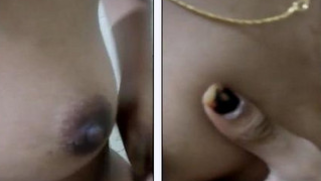 Desi girl films her body so close-up that XXX boobies look even bigger