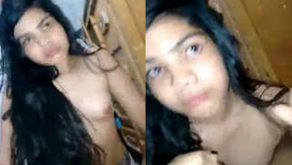 Brunette Indian teen is proud of her XXX boobs and she shows them off