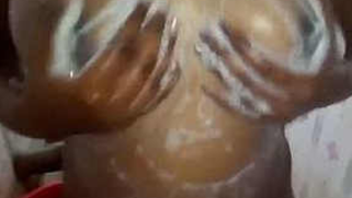 Teen Indian girl goes to the washroom to soap up her XXX boobies