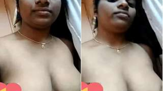 Sexy Indian wife opens big XXX hooters with dark nipples on amateur cam