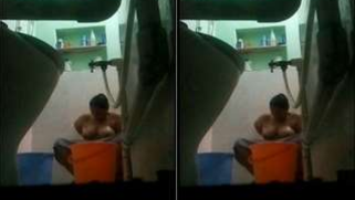 Desi MILF bares XXX charms taking a shower in front of a hidden camera