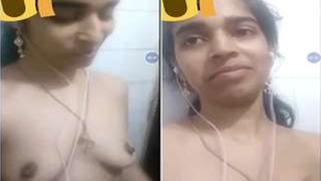 Indian babe displays naked XXX boobs and puts hand down there to rub clit