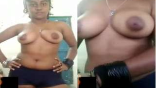 Desi female takes bra off discovering her XXX round jugs for online fan