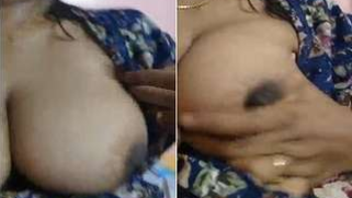 Sexy Desi love displays XXX sized melons in close-up porn shooting