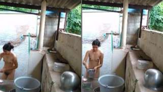 Teen Desi skinny doesn't know a voyeur films her taking a XXX shower