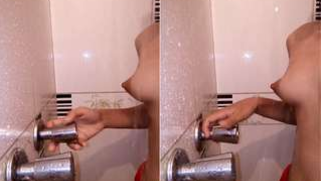 Teen Desi girl takes a shower and exposes her XXX tit and brown nipple