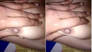 Indian babe flaunts her XXX nipple and cameraman touches and pinches it