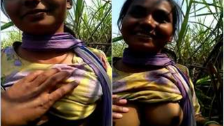 Enticing Indian chick allows boy to touch her XXX breasts outdoors