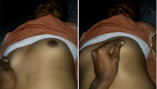 Indian guy during chudai films how he plays with GF's small XXX tits