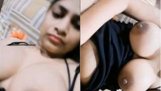 After touching hard nipples Desi MILF wants to rub her XXX snatch