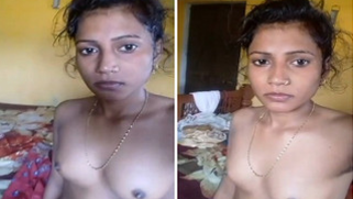 Young Indian gal films for BF her small XXX tits and trimmed pussy