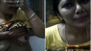 Naughty Desi guy touches medium XXX breasts of his shy girlfriend