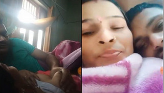 Desi female touches tits on camera and lets husband do the same