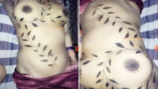 Topless Desi girl sleeps but boyfriend films her tattooed body