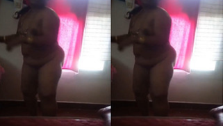 Fatty Indian woman takes off orange dress to join husband for sex