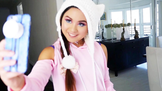 Asian Sister Dressed Up in Soft Kitty Stockings and Hat Gets Fucked Hard by Her Bro