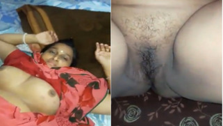 Desi wife lies in bed with XXX legs spread widely and sex boob naked