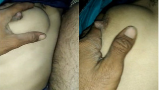 Indian female uncovered her XXX boobs for sex partner to touch them