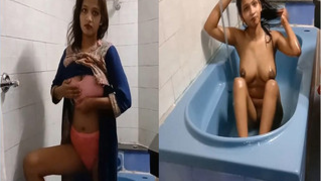 Lovely Desi girl exposes her XXX parts and gets into the sex bathtub