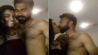Desi girl kisses her bearded XXX lover for their homemade sex film