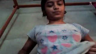 Indian woman exposes her tiny XXX bobbies and turns camera to sex womb