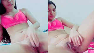 Desi female shoves fingers into her sex hole performing XXX masturbation