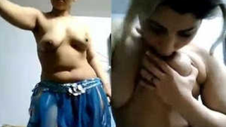 Hot desi girl in a belly dance suit exposes her XXX titties on a sex cam