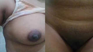 Sexy Desi girl flaunts her sex boobs and XXX snatch holding the camera