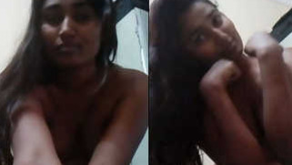 Female with beautiful hair exposes XXX boobs in Indian morning sex show