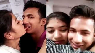 Girl kisses her XXX partner who films a sex movie about the making out