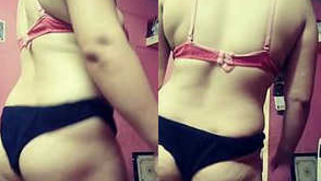 Plump Indian in red bra and black panties shakes XXX butt doing sex dance