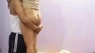 Excited fellow hugs his hot Desi girlfriend who wears no XXX panties