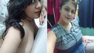 Excited Desi nymph touches XXX jugs during video dedicated to BF