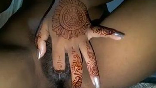 Mysterious Desi aunty with tattoos on hand fingers moist XXX cunny