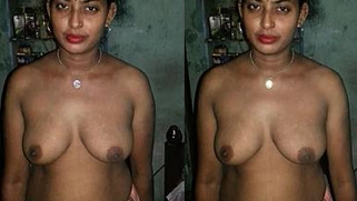 Obedient Desi wife with naked XXX boobs stays in front of her lover