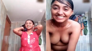 During video chat with BF Desi cutie shows tits and hairy XXX muff