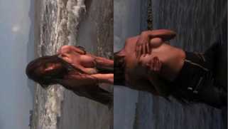 Soft porn clip in which beautiful Indian model fools around on beach