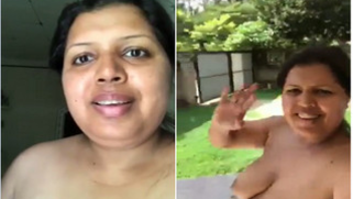 Curvy Indian woman walks naked on patio and even records porn clip